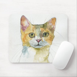 Watercolor Cat Mouse Pad
