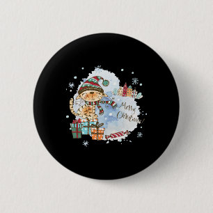 Watercolor Cat On Presents Christmas 6 Cm Round Badge