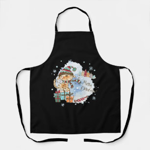 Watercolor Cat On Presents Christmas Apron
