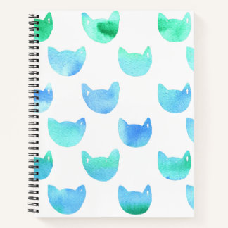 Watercolor Cat outline blue green artist Journal
