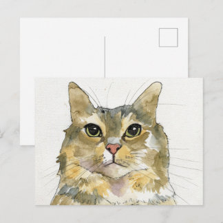 Watercolor Cat Postcard