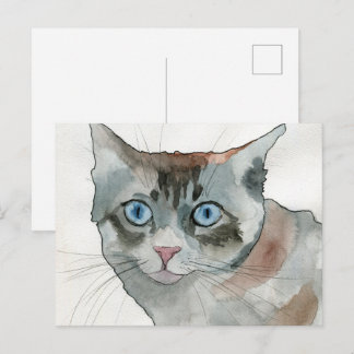 Watercolor Cat Postcard