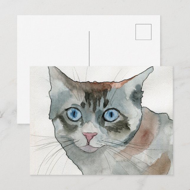Watercolor Cat Postcard (Front/Back)