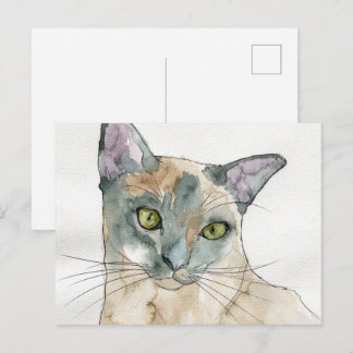 Watercolor Cat Postcard
