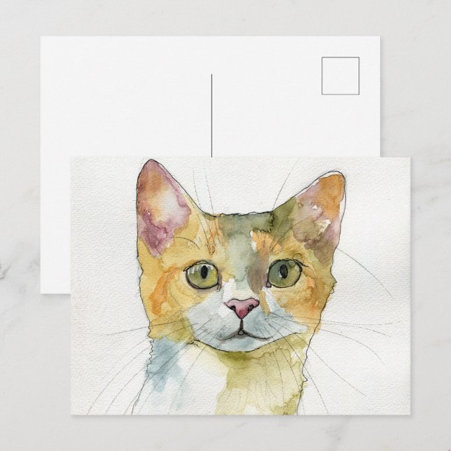 Watercolor Cat Postcard (Front/Back)
