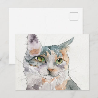 Watercolor Cat Postcard