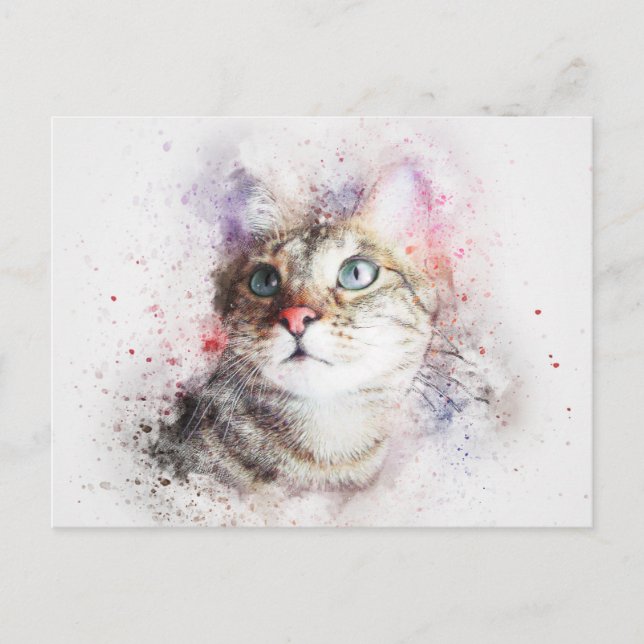 Watercolor Cat Postcard (Front)