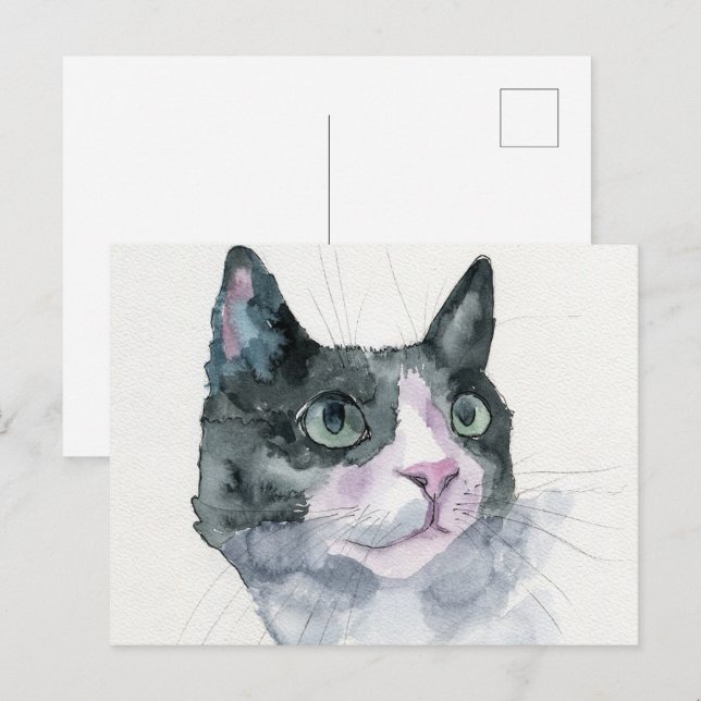Watercolor Cat Postcard (Front/Back)