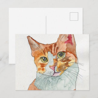 Watercolor Cat Postcard