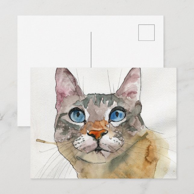 Watercolor Cat Postcard (Front/Back)