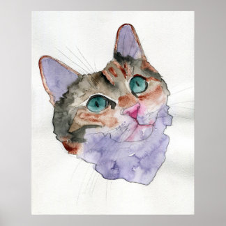 Watercolor Cat Poster