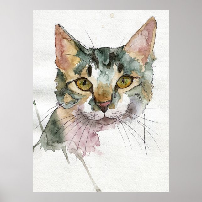 Watercolor Cat Poster (Front)