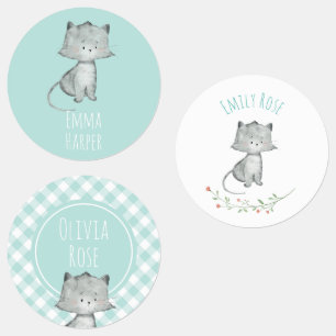Watercolor Cat School Preschool Daycare Labels