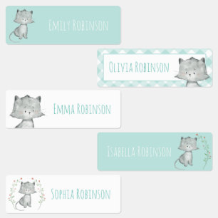 Watercolor Cat School Preschool Daycare Labels