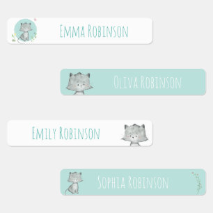 Watercolor Cat School Preschool Daycare Labels