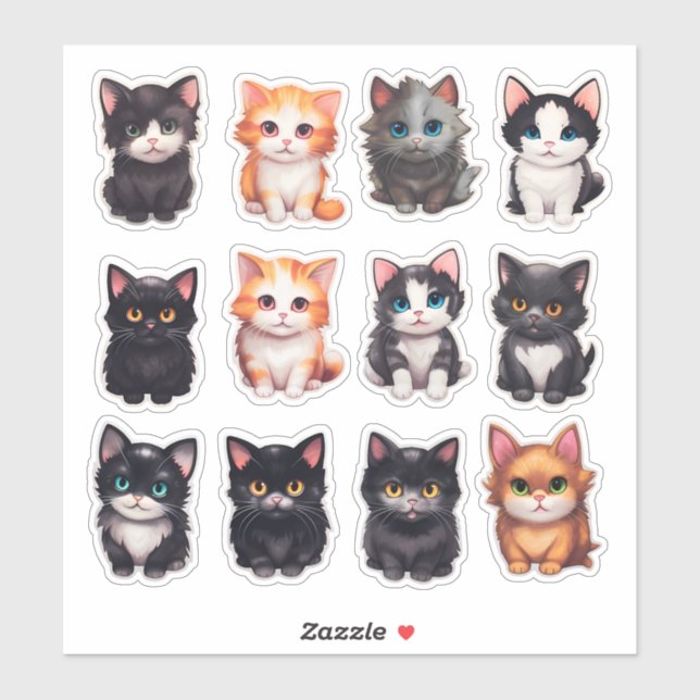 Watercolor Cat Scrapbook Stationery (Sheet)