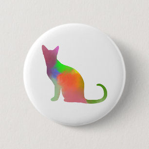 Watercolor Cat Silhouette 6 Cm Round Badge