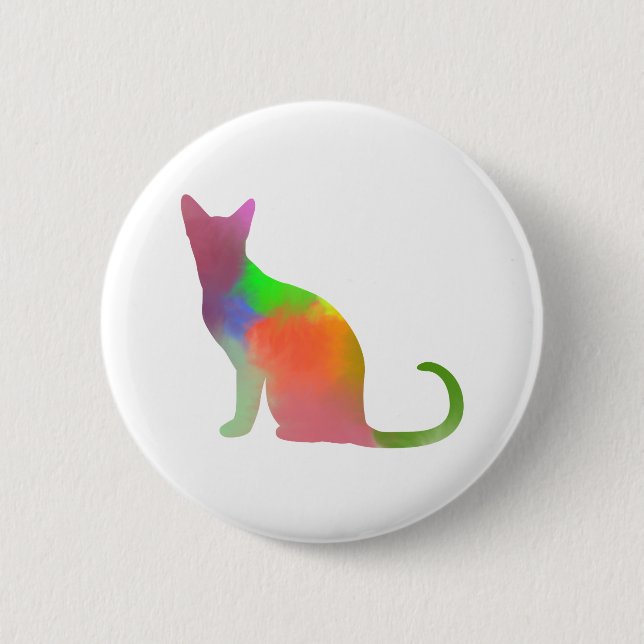 Watercolor Cat Silhouette 6 Cm Round Badge (Front)