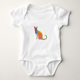 Watercolor Cat Silhouette Baby Bodysuit