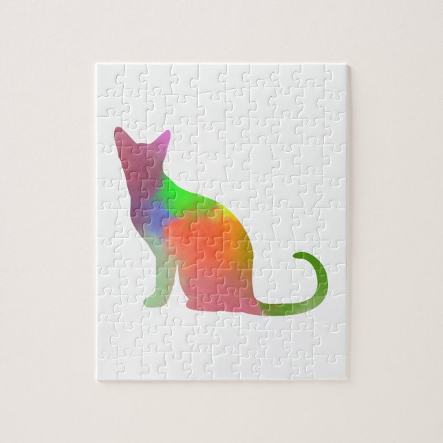 Watercolor Cat Silhouette Jigsaw Puzzle (Vertical)