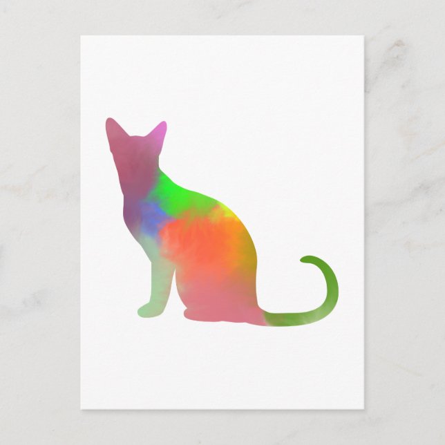Watercolor Cat Silhouette Postcard (Front)