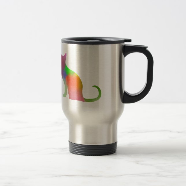 Watercolor Cat Silhouette Travel Mug (Right)