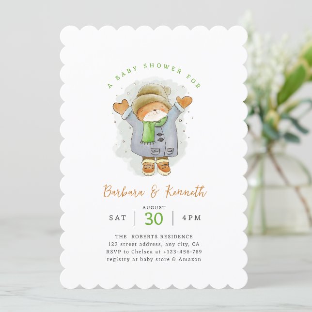 Watercolor Cat Simple Gender Neutral Baby Shower Invitation (Gender Neutral Baby Shower Invitation)
