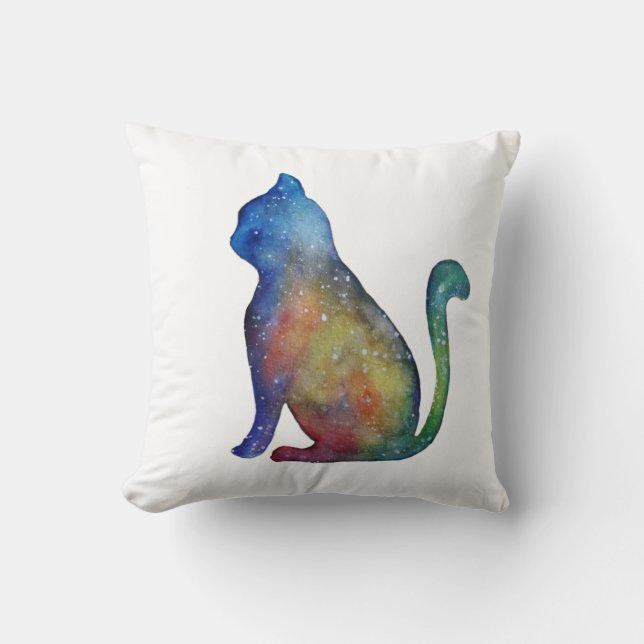 Watercolor Cat Throw Cushion (Front)