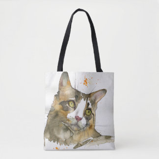 Watercolor Cat Tote Bag