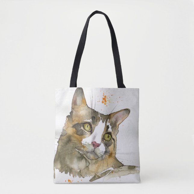 Watercolor Cat Tote Bag (Front)