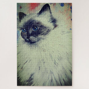 Watercolor - Cat With Blue Eyes Jigsaw Puzzle