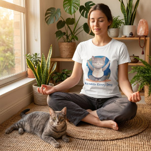 Watercolor Cat Yoga Lover Teacher Mum Women Gift T-Shirt