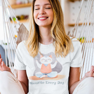 Watercolor Cat Yoga Lover Teacher Mum Women Gift T-Shirt