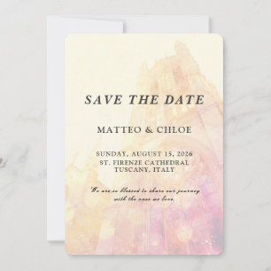 Watercolor Cathedral Tuscany Save The Date Invitation