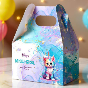 Watercolor Caticorn Meow-Gical Birthday Favour Box