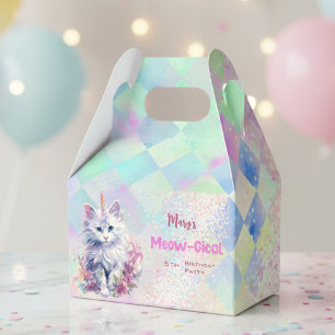 Watercolor Caticorn Meow-Gical Birthday  Favour Box