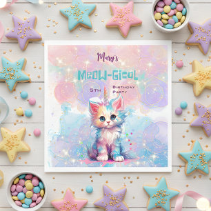 Watercolor Caticorn Meow-Gical Birthday Napkin
