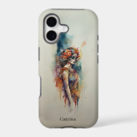Watercolor Catrina Dia de los Muertos Sugar Skull