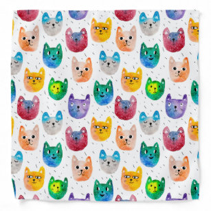 Watercolor cats and friends bandana