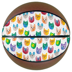 Watercolor cats and friends basketball