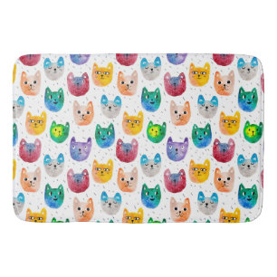 Watercolor cats and friends bath mat