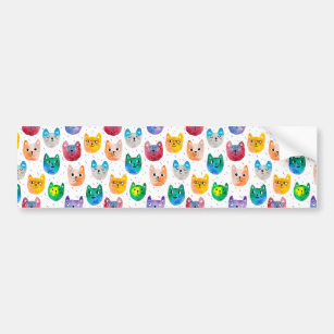 Watercolor cats and friends bumper sticker