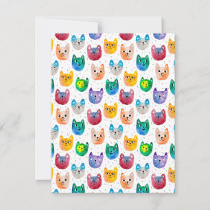 Watercolor cats and friends card