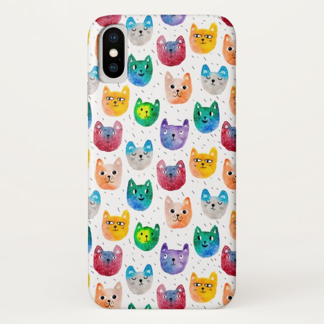 Watercolor cats and friends Case-Mate iPhone case (Back)