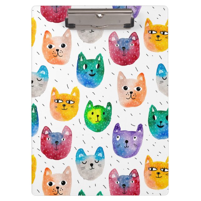 Watercolor cats and friends clipboard (Front)