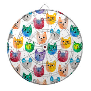 Watercolor cats and friends dartboard