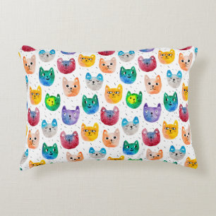 Watercolor cats and friends decorative cushion
