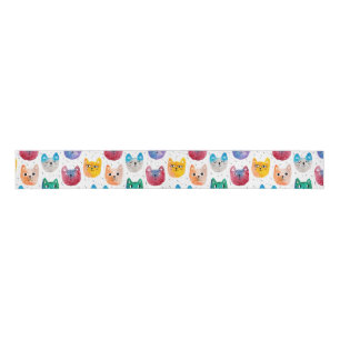 Watercolor cats and friends grosgrain ribbon