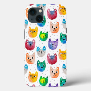 Watercolor cats and friends iPhone 13 case