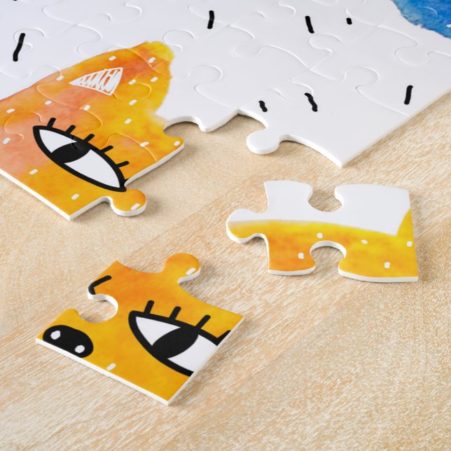 Watercolor cats and friends jigsaw puzzle (Side)